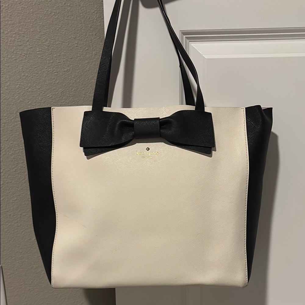 Kate Spade Black and White Tote with Bow